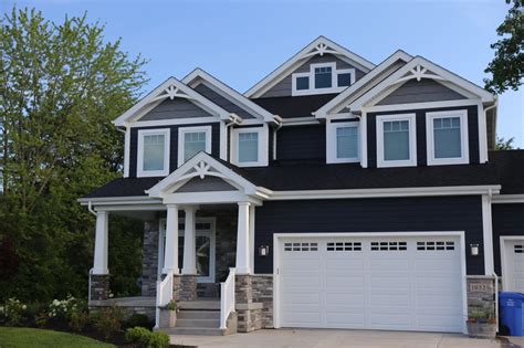 house white with navy trum.